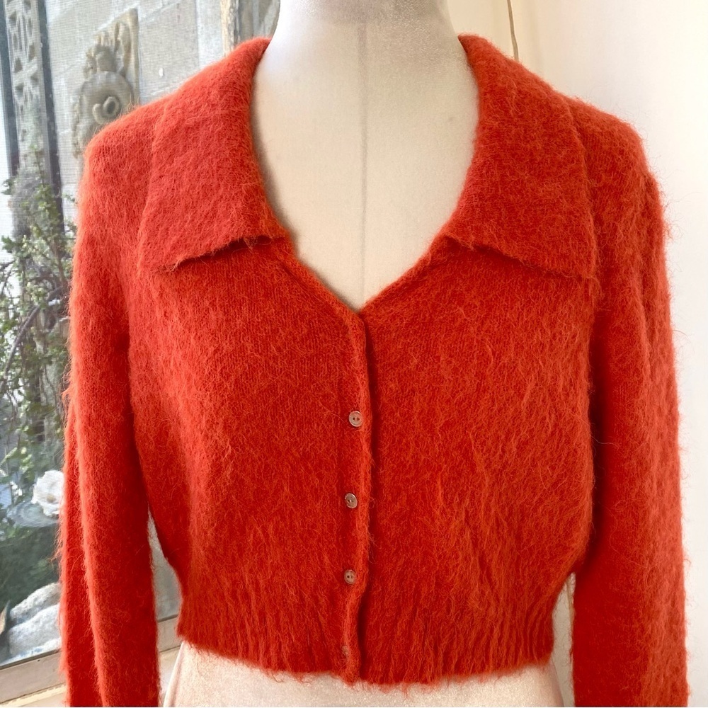 ALLSAINTS NWT Lava Red Alpaca Blend Cropped Cardigan, Size M - Picture 3 of 9